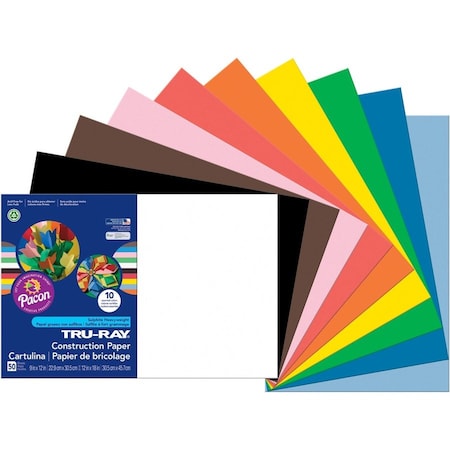 Tru-Ray Paper, Const, 12X18, Ast, 50Sh, PK25 PAC103063